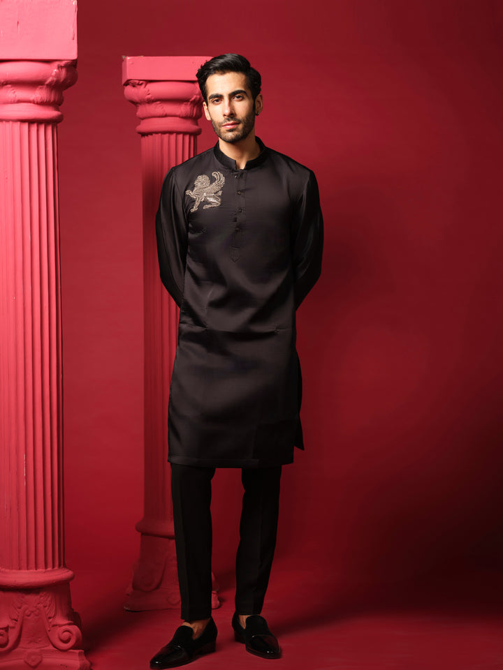 Black Embellished Kurta Set
