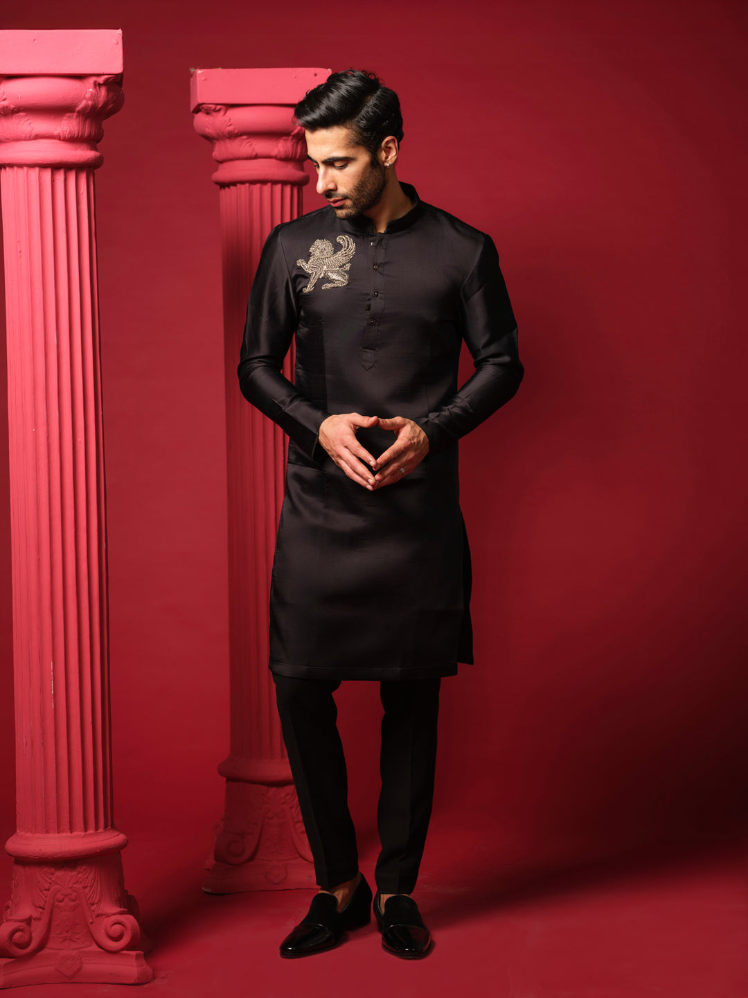 Black Embellished Kurta Set