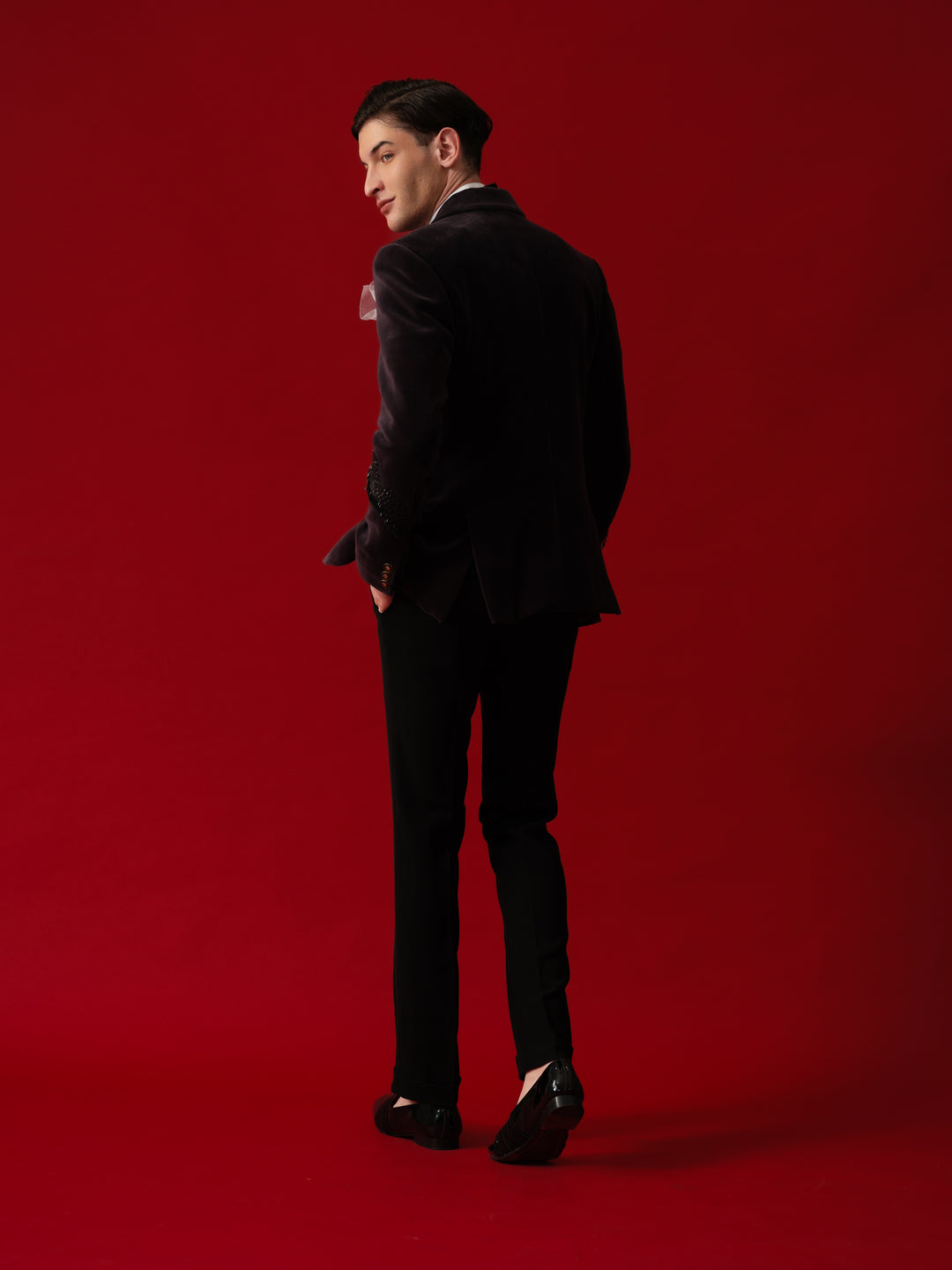 BLACK EMBROIDERED TUXEDO