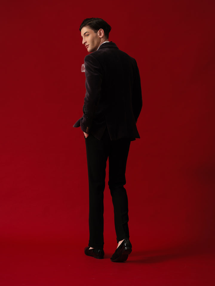 BLACK EMBROIDERED TUXEDO