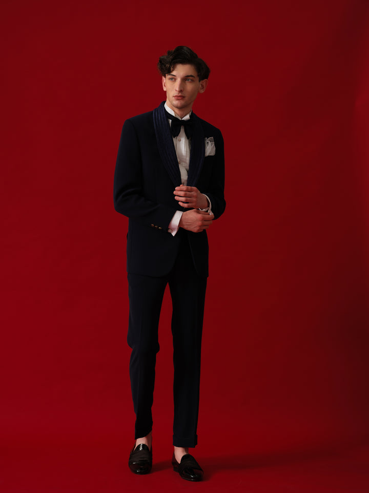 NAVY TUXEDO WITH SHAWL LAPEL