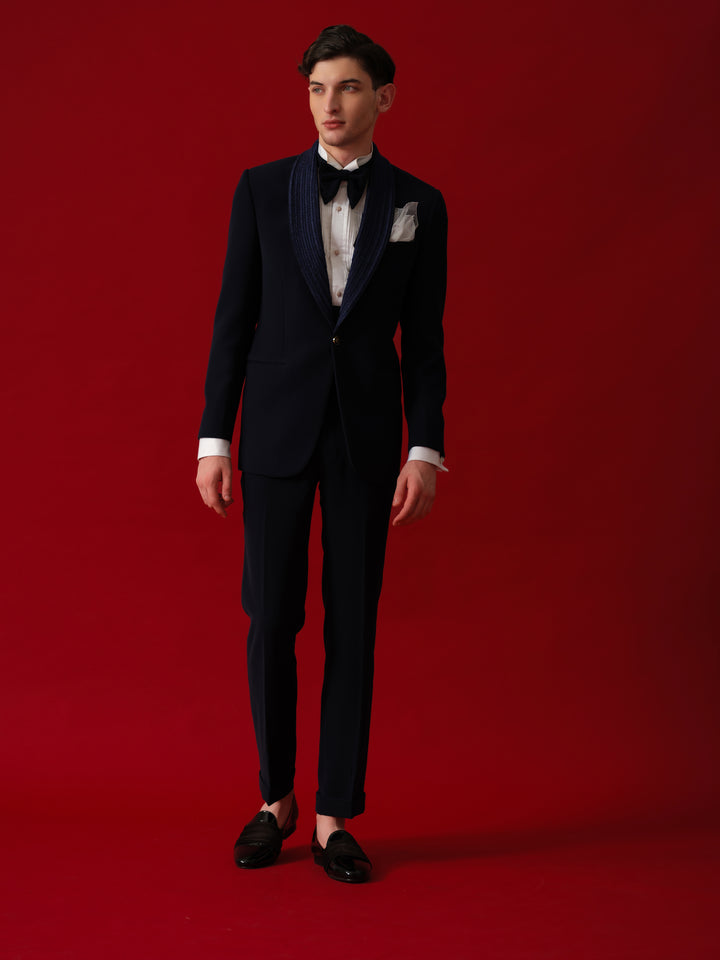 NAVY TUXEDO WITH SHAWL LAPEL