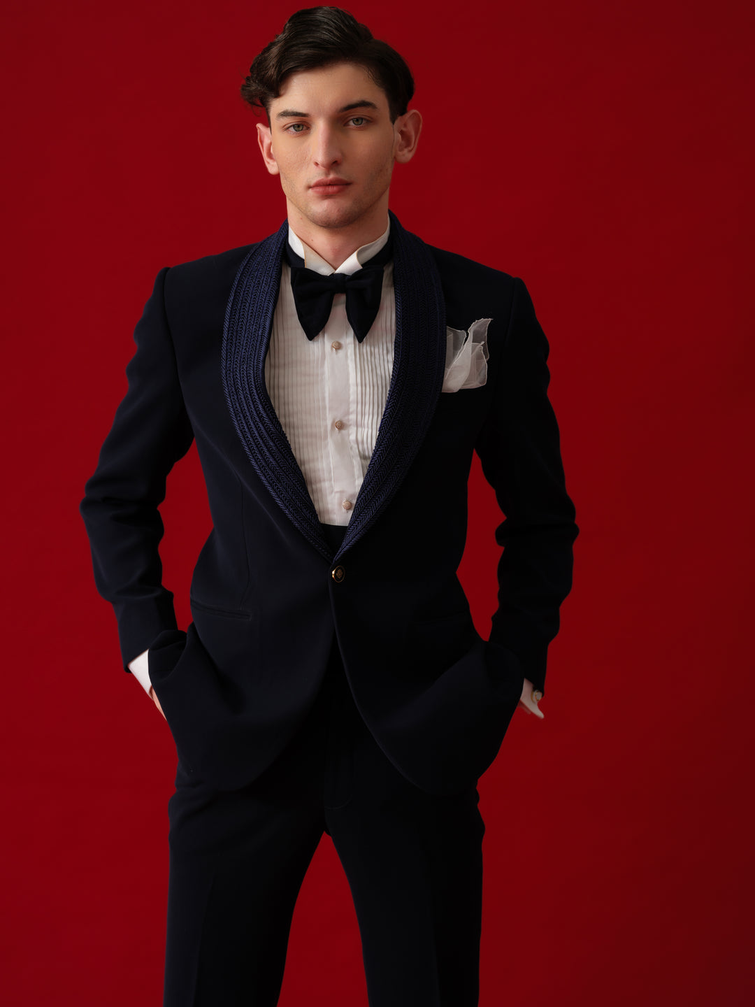 NAVY TUXEDO WITH SHAWL LAPEL