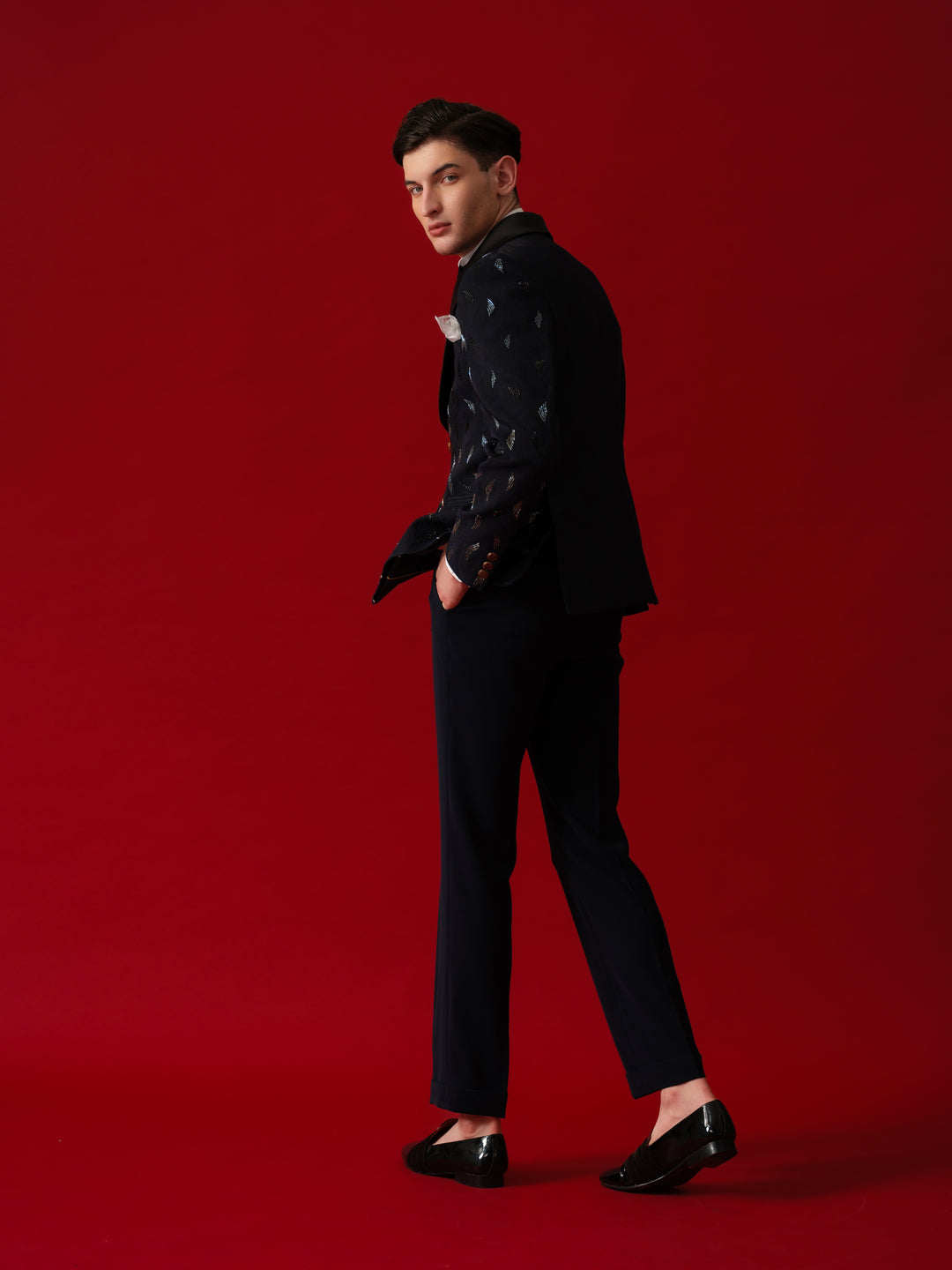 NAVY TUXEDO WITH SHAWL LAPEL
