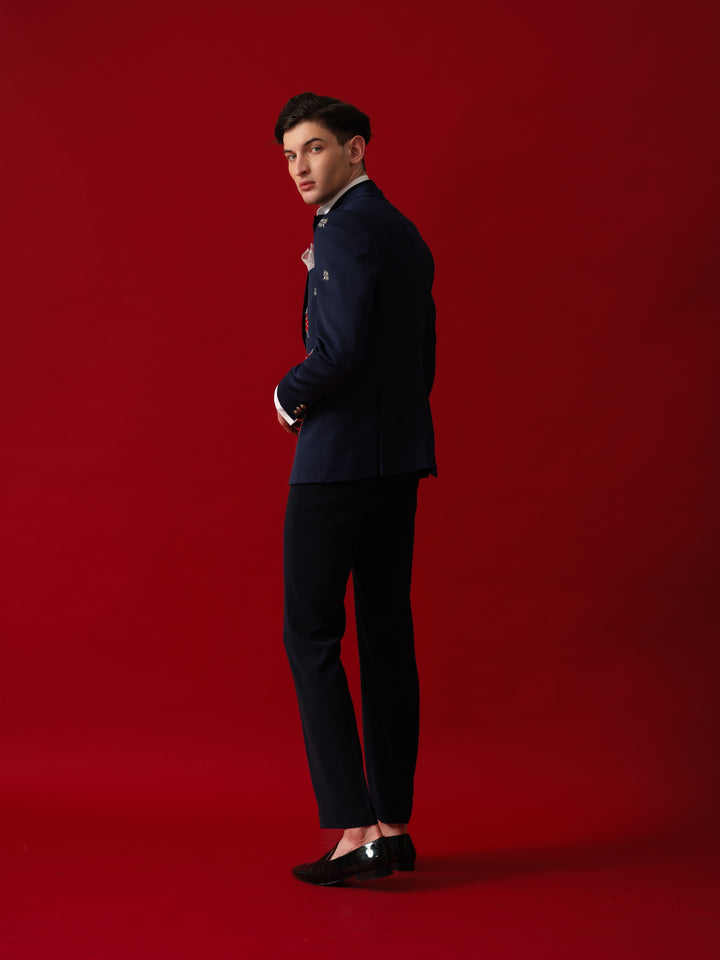 NAVY EMBROIDERED TUXEDO