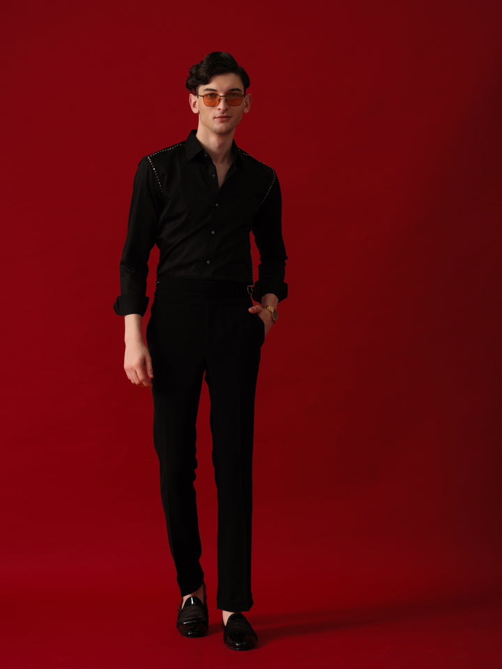 BLACK EMBELLISED SHIRT
