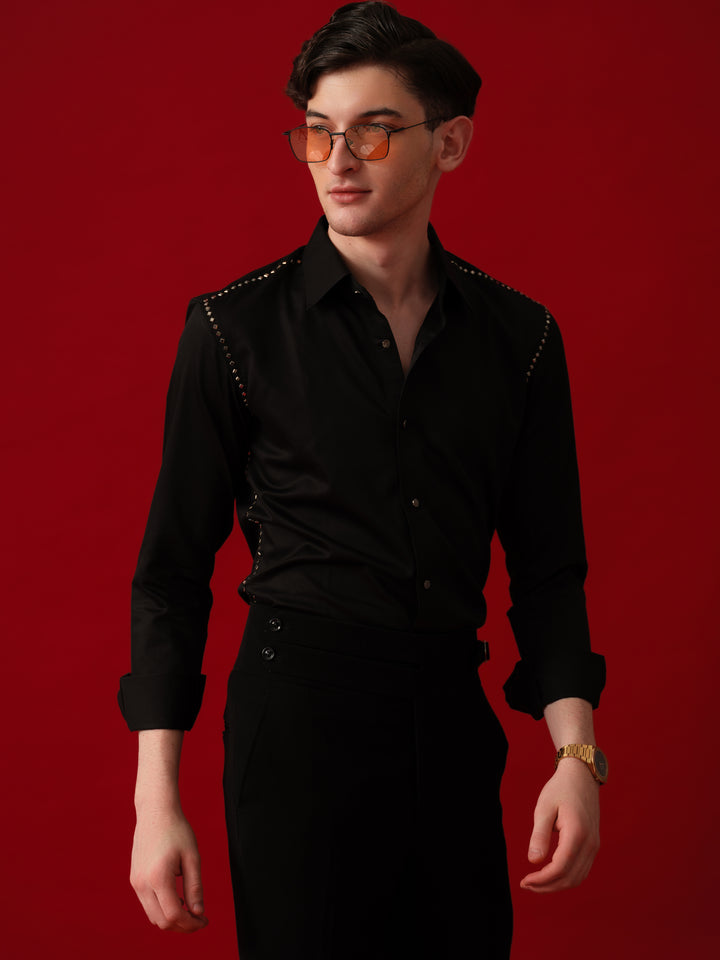 BLACK EMBELLISED SHIRT