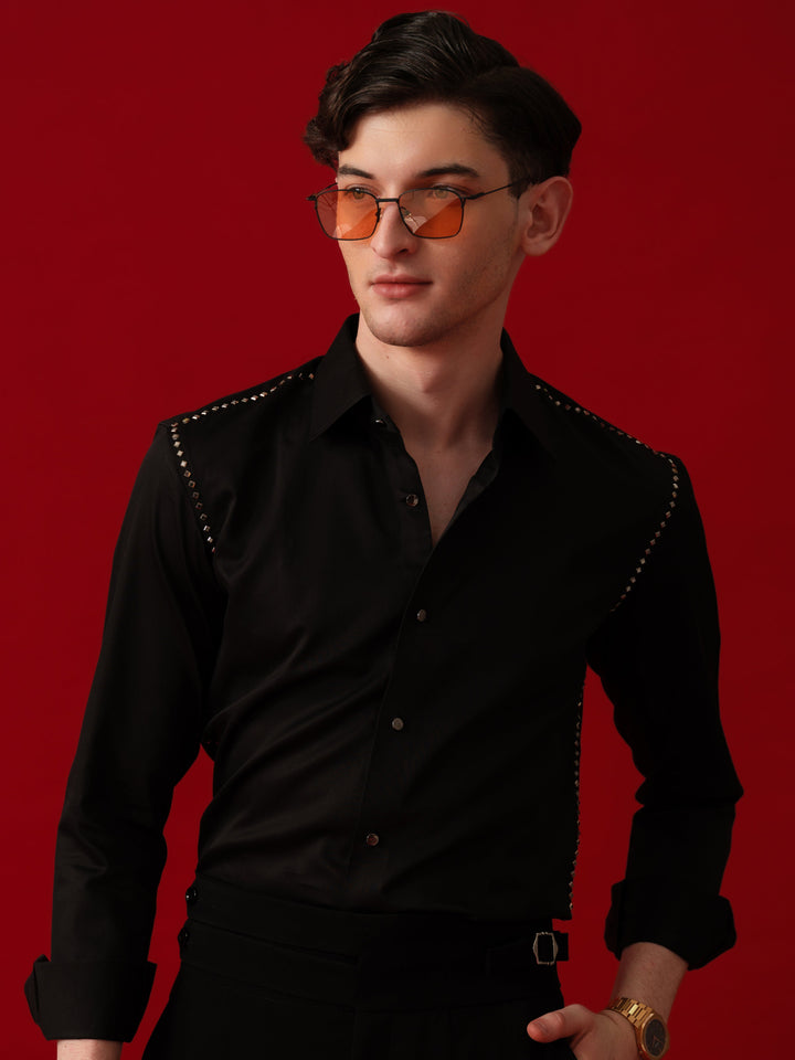 BLACK EMBELLISED SHIRT