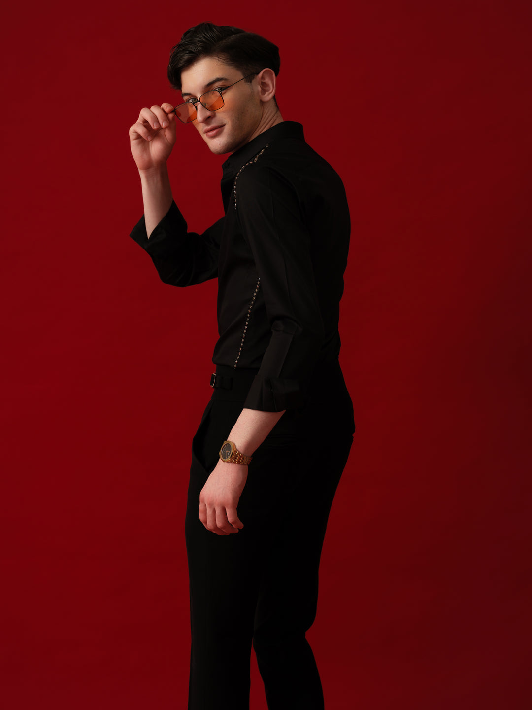BLACK EMBELLISED SHIRT