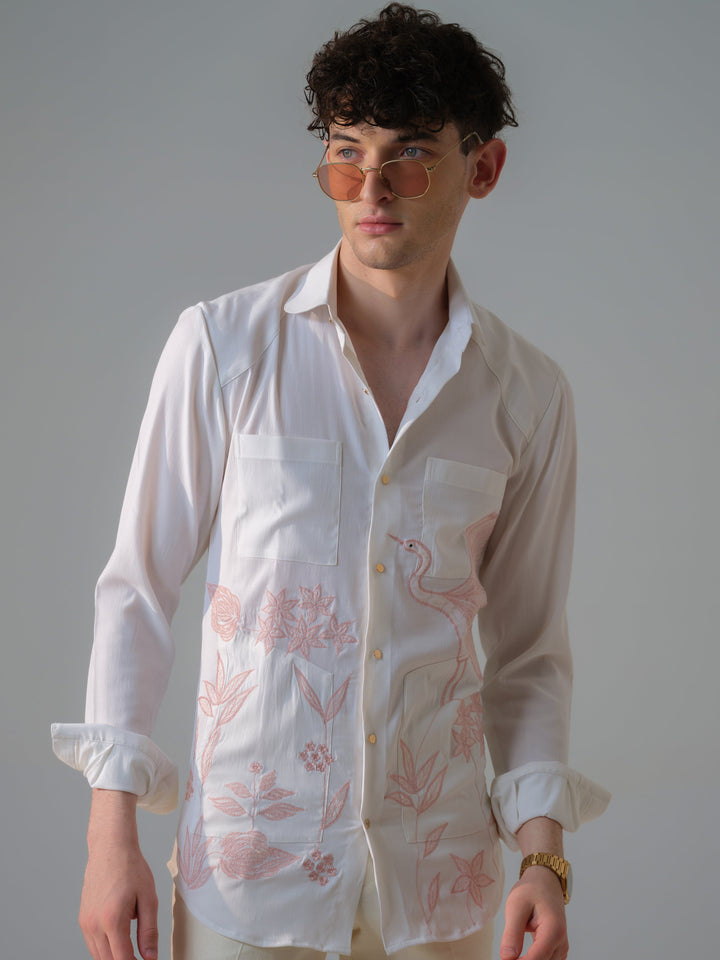WHITE EMBROIDED SHIRT