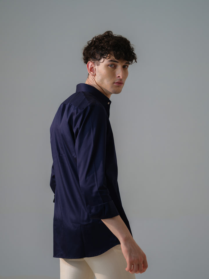 DARK BLUE EMBROIDED SHIRT