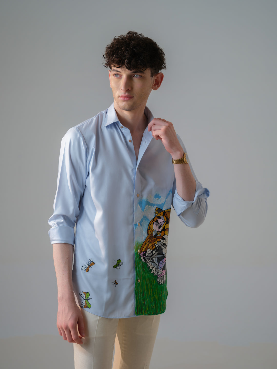 LION HAND PAINTED SHIRT