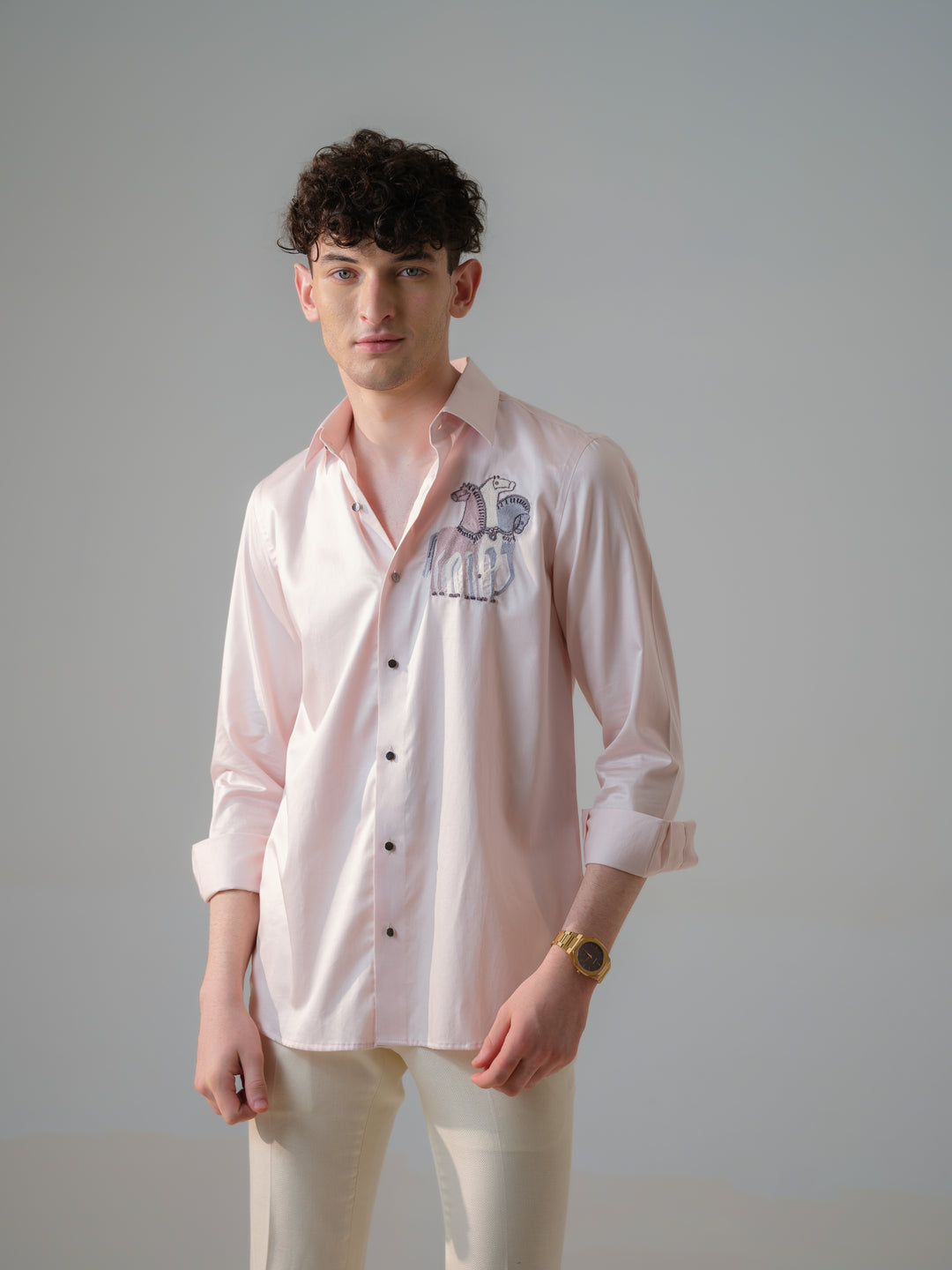 HORSE MOTIF EMBROIDED SHIRT