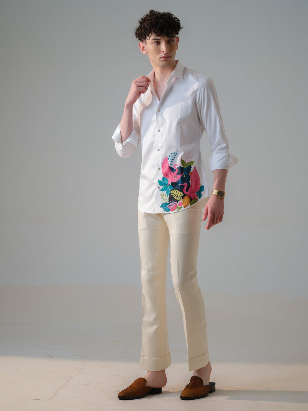 WHITE HAND PAINTED SHIRT