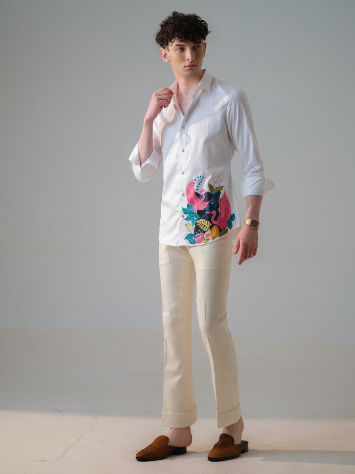 WHITE HAND PAINTED SHIRT
