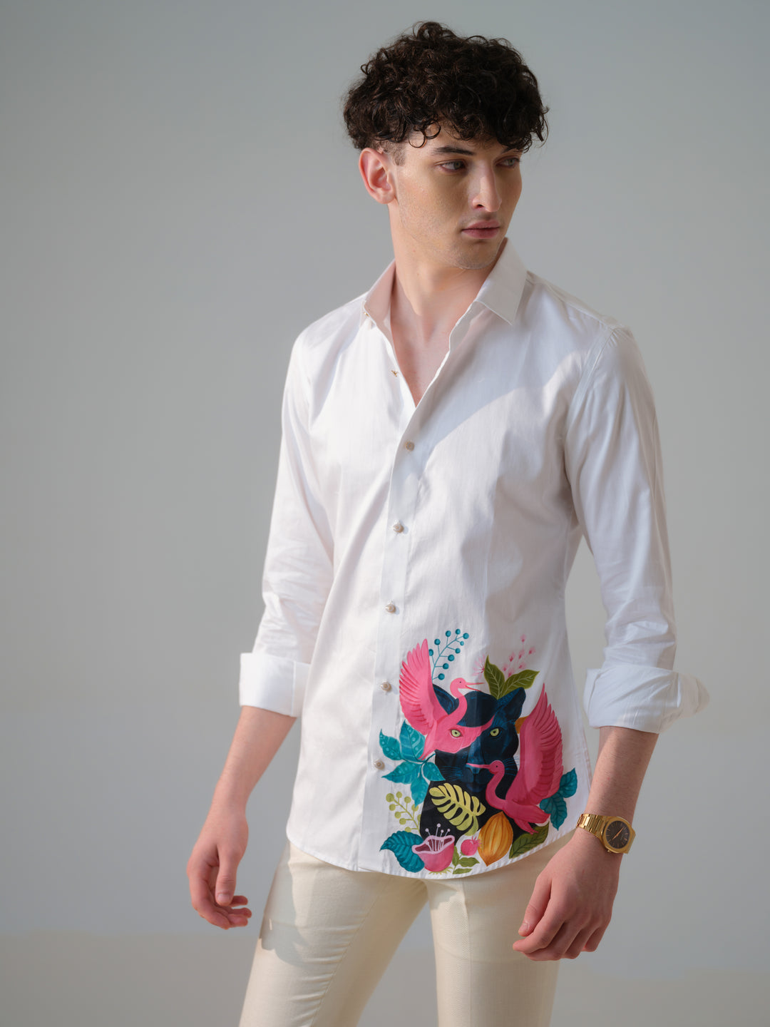 WHITE HAND PAINTED SHIRT