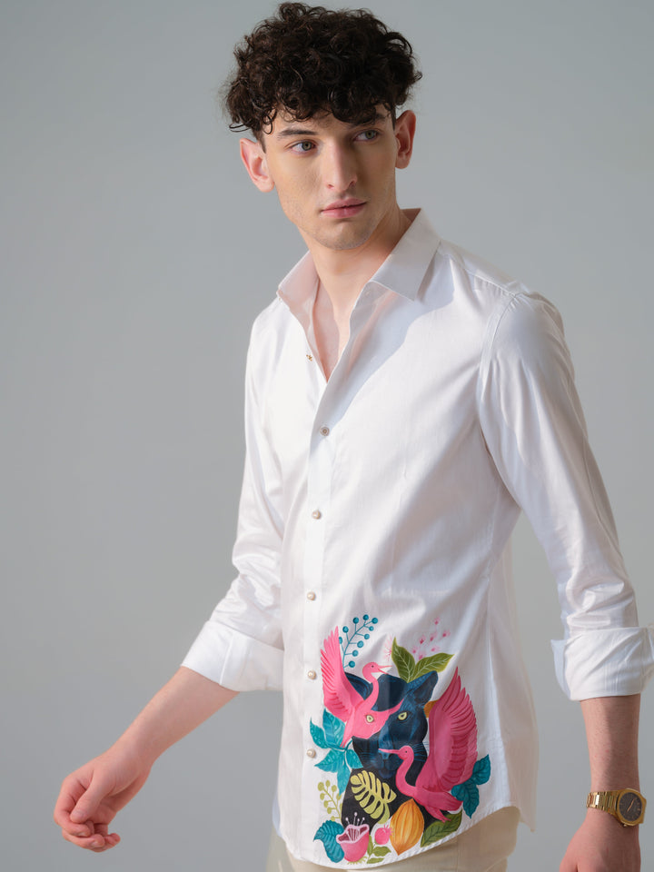 WHITE HAND PAINTED SHIRT