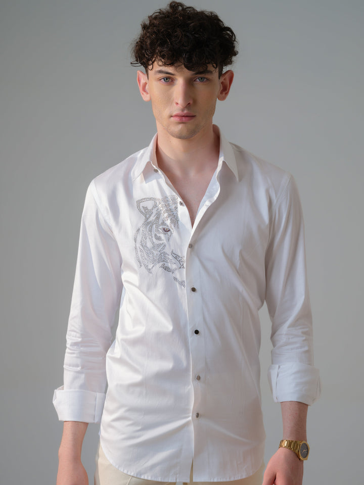 WHITE LION EMBELLISHED SHIRT