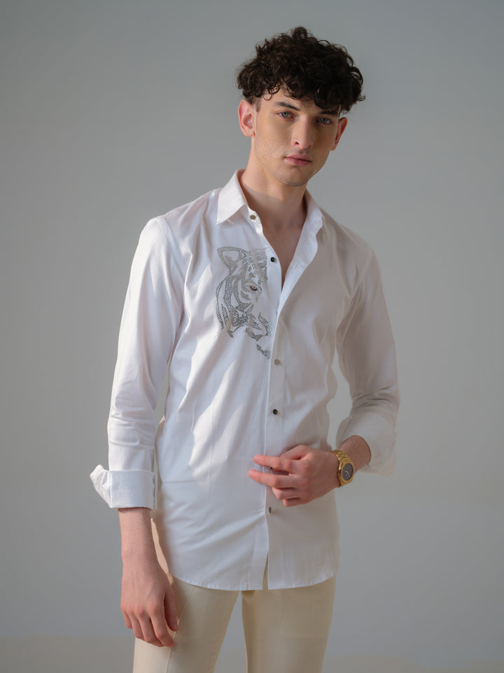 WHITE LION EMBELLISHED SHIRT