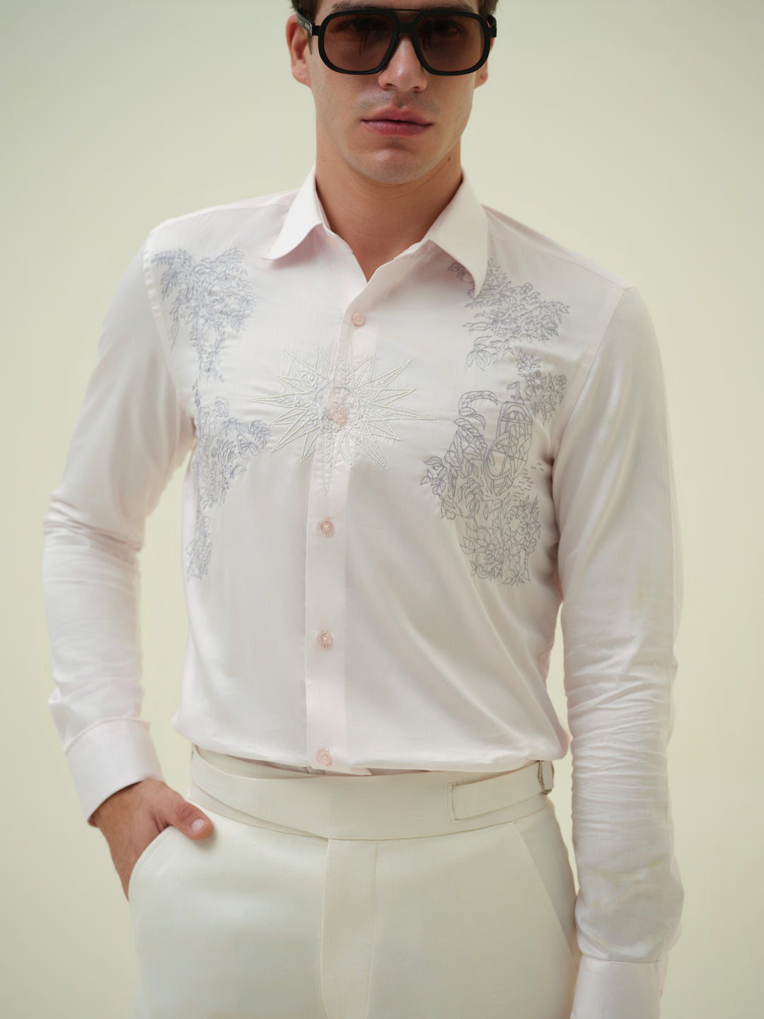 Abstract - Pink Embroidered Shirt