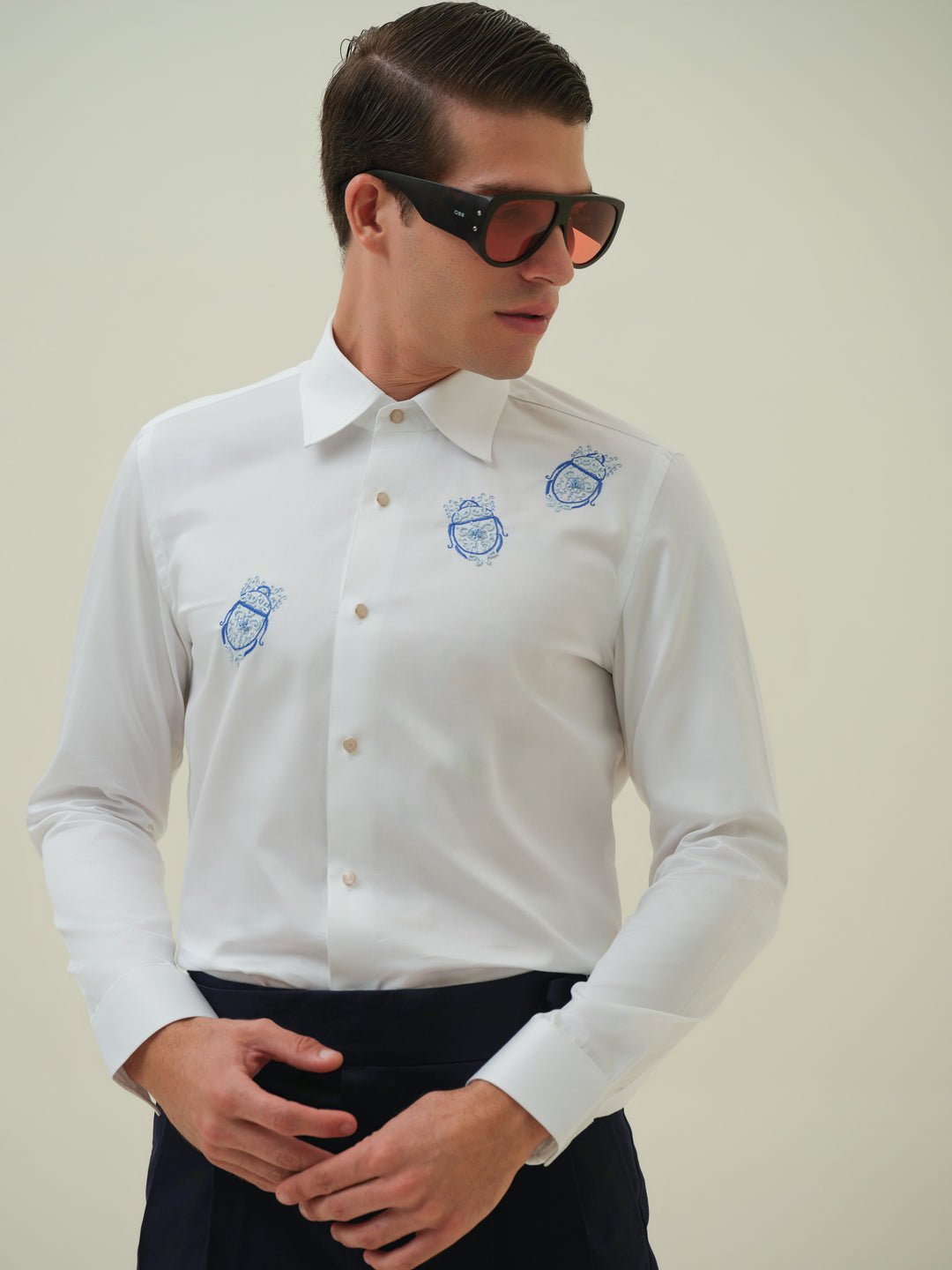 Beetle - White Embroidered Shirt