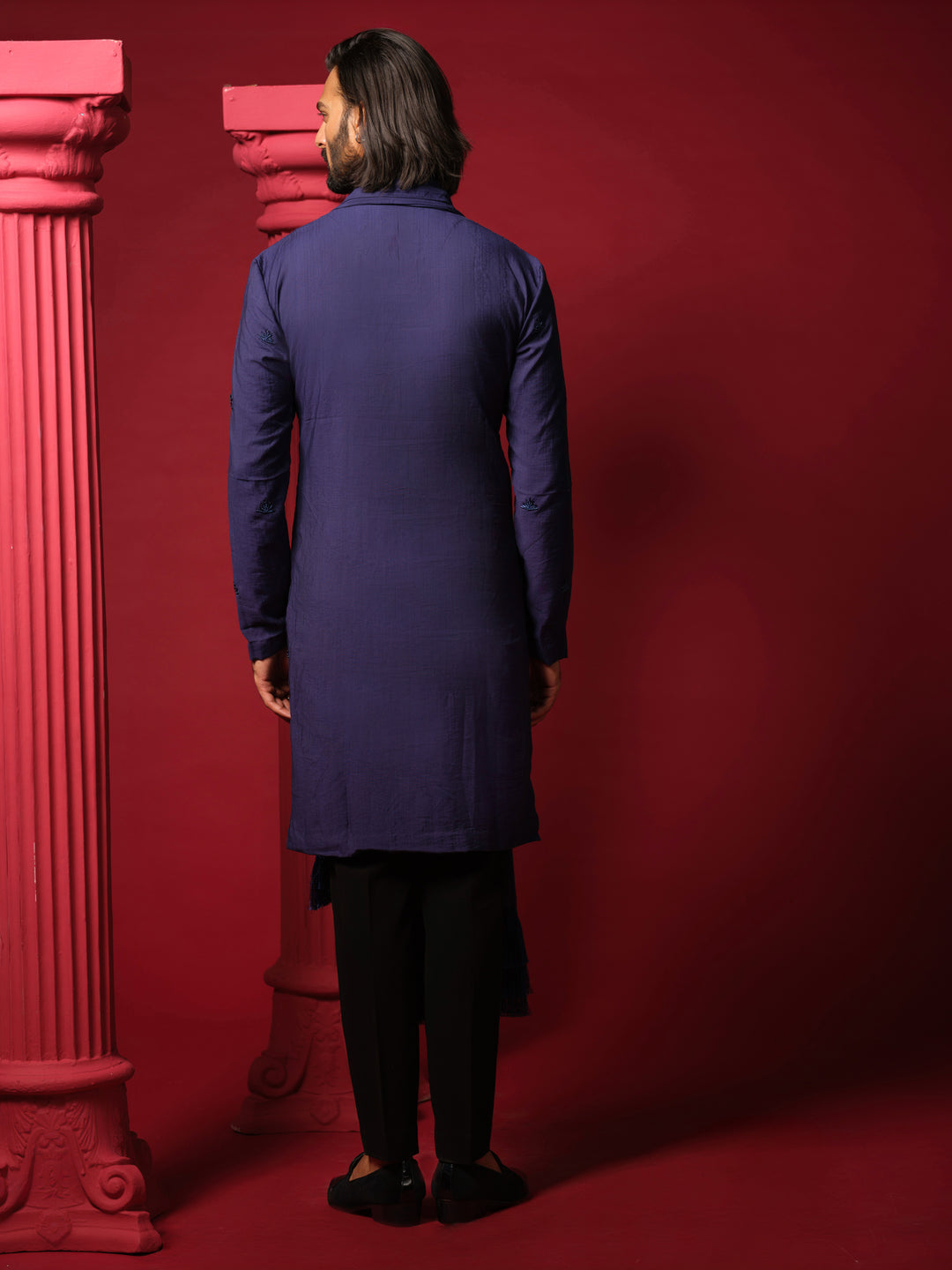 Navy Blue Embroidered Kurta Set