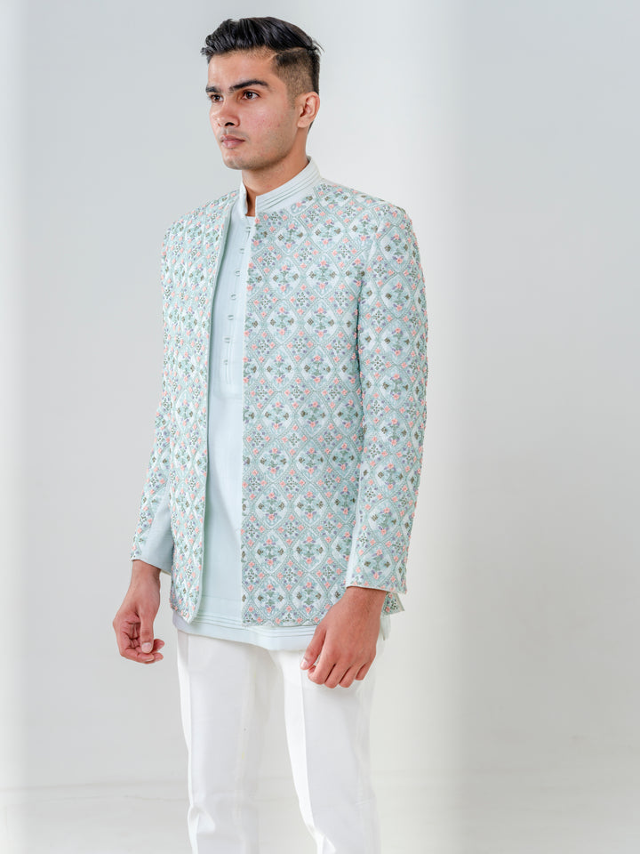 OPEN JODHPURI PAIRED WITH SHORT KURTA AND PANTS