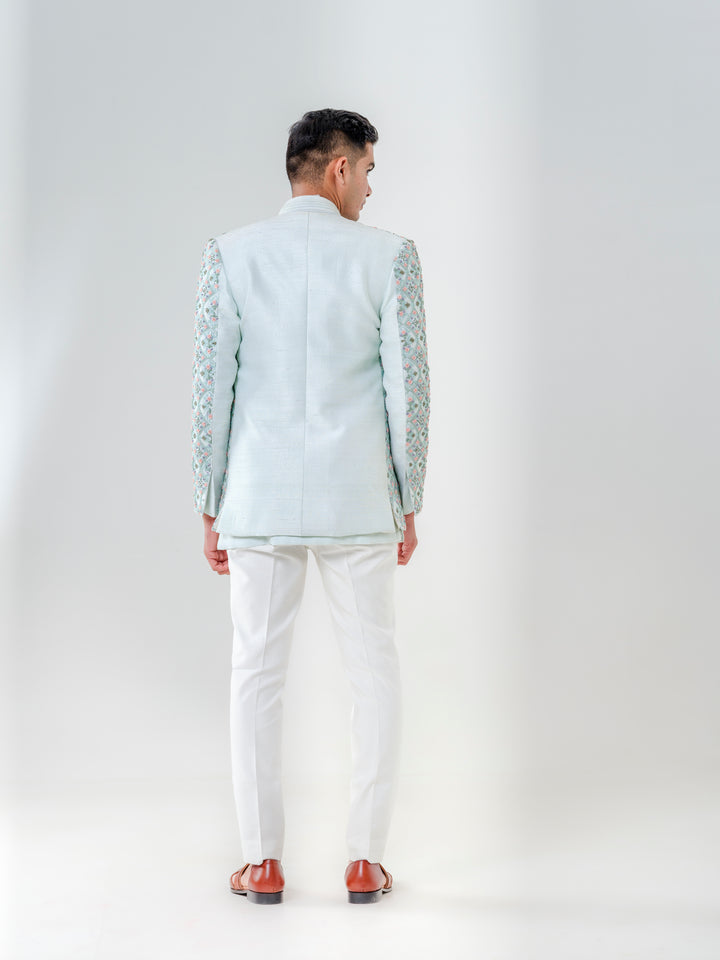 OPEN JODHPURI PAIRED WITH SHORT KURTA AND PANTS