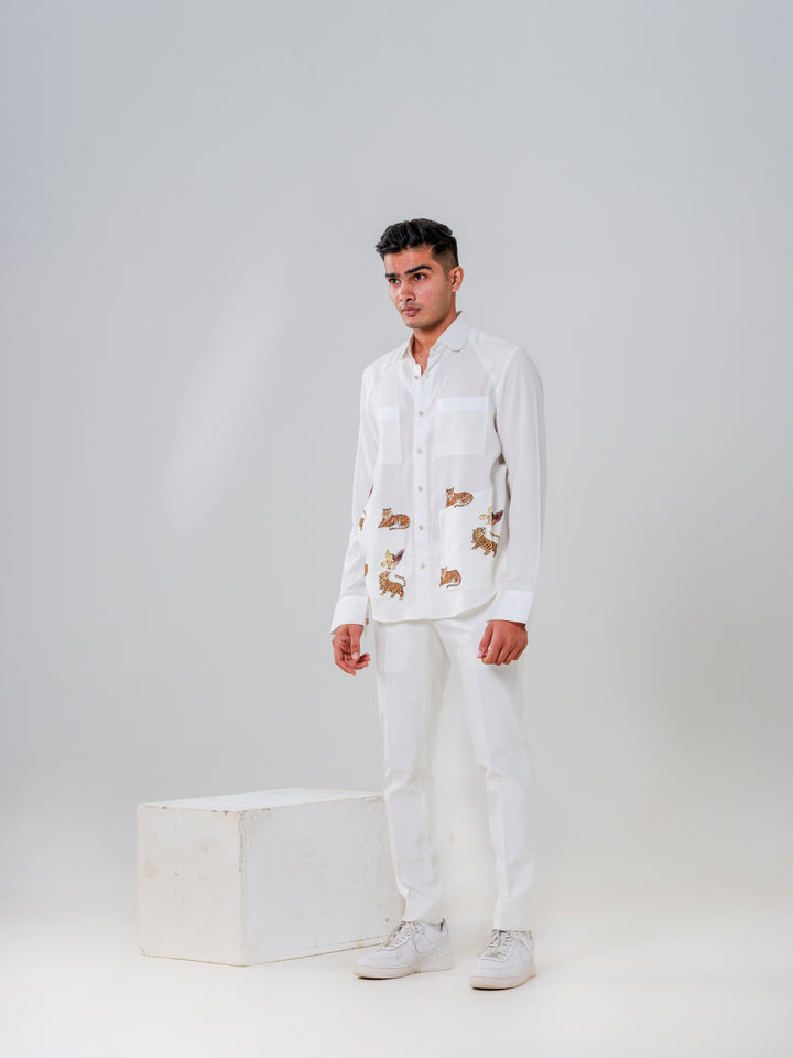 HAND PAINTED TIGER MOTIF SHIRT