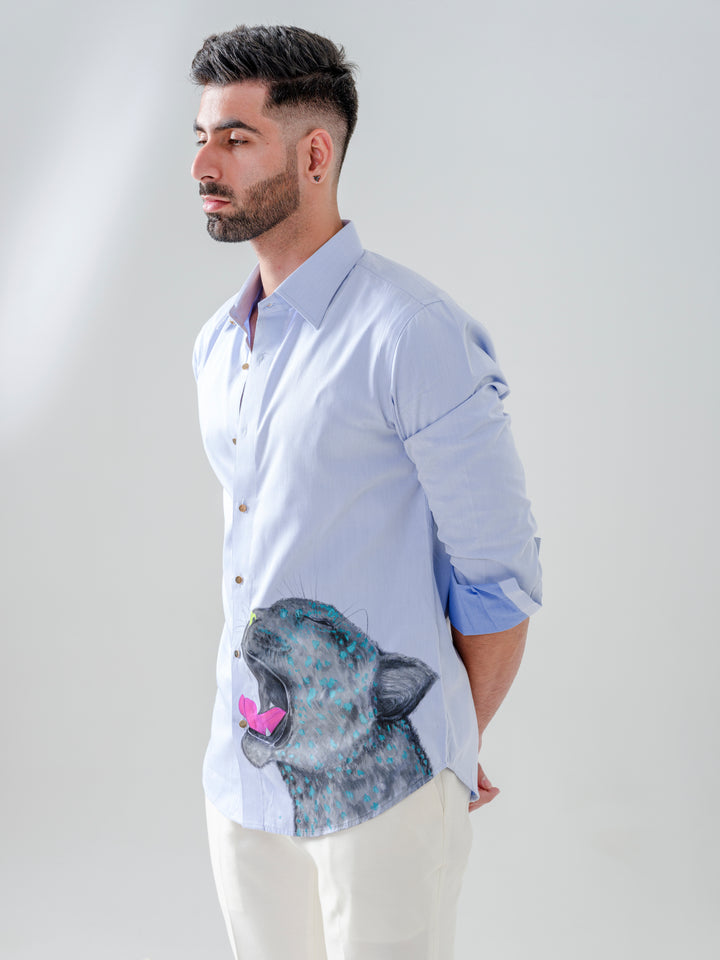 HAND PAINTED WOLF MOTIF SHIRT