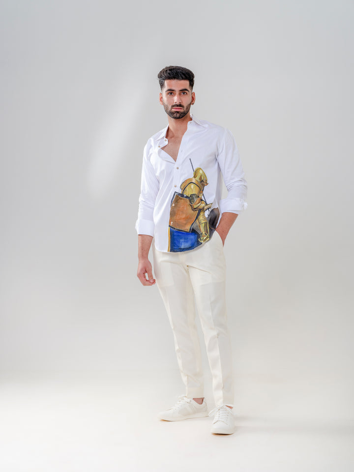 HAND PAINTED WARRIOR MOTIF SHIRT