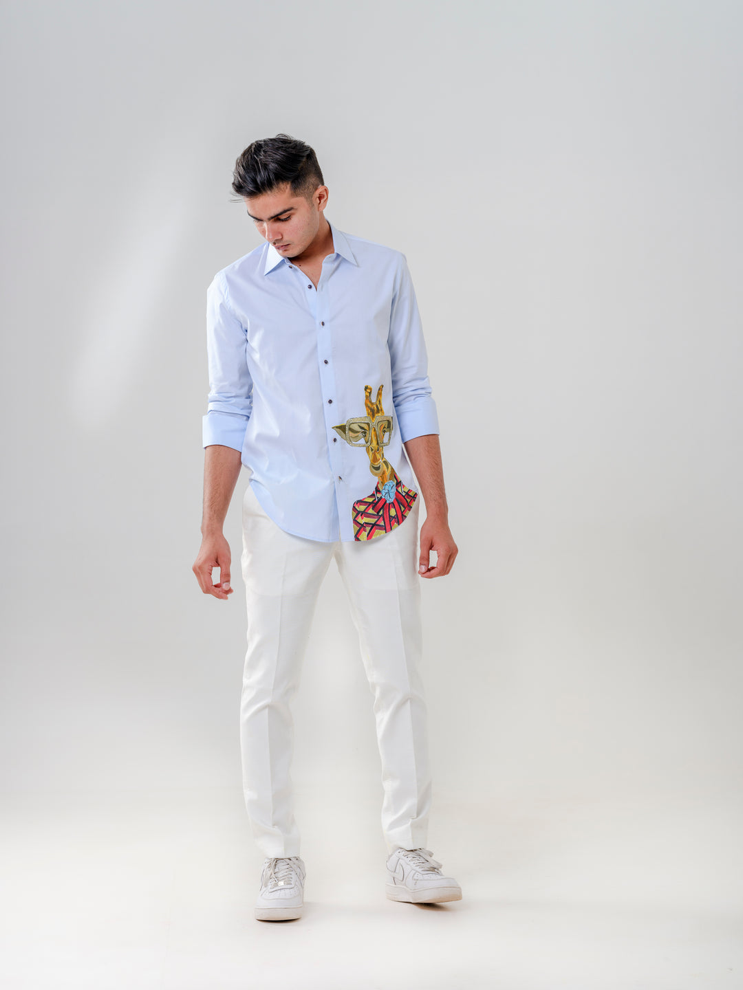 HAND PAINTED GIRAFFE MOTIF SHIRT