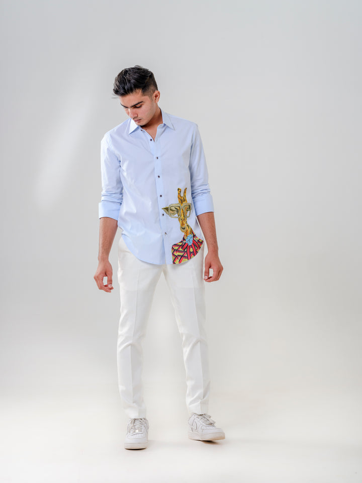 HAND PAINTED GIRAFFE MOTIF SHIRT