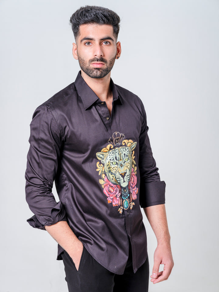 HAND PAINTED KING LION MOTIF SHIRT