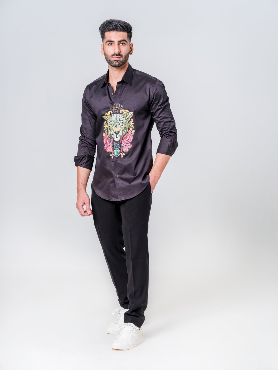 HAND PAINTED KING LION MOTIF SHIRT