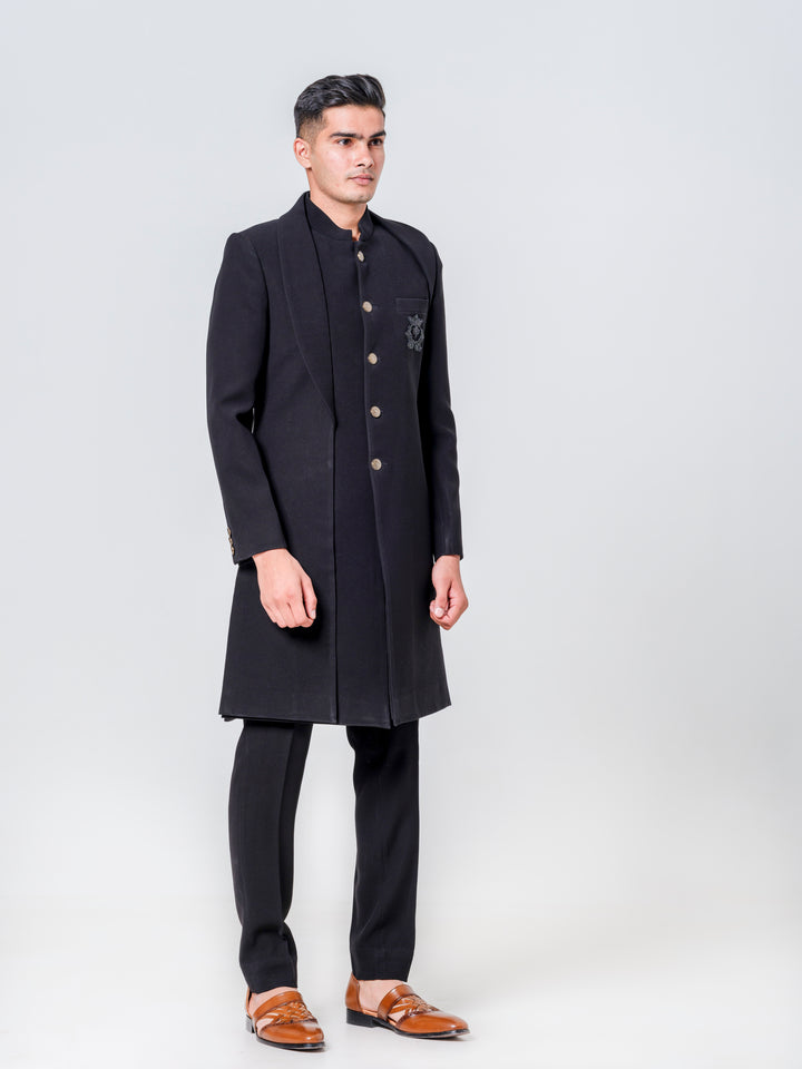 SHERWANI ENHANCED WITH PATCH POCKET WORK PAIRED WITH TROUSERS