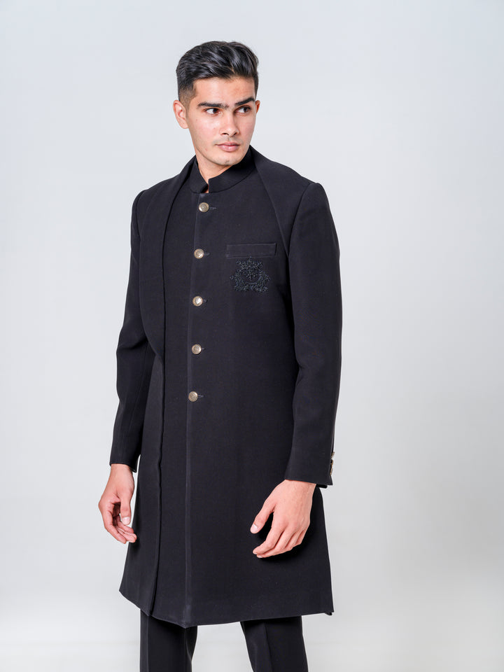 SHERWANI ENHANCED WITH PATCH POCKET WORK PAIRED WITH TROUSERS