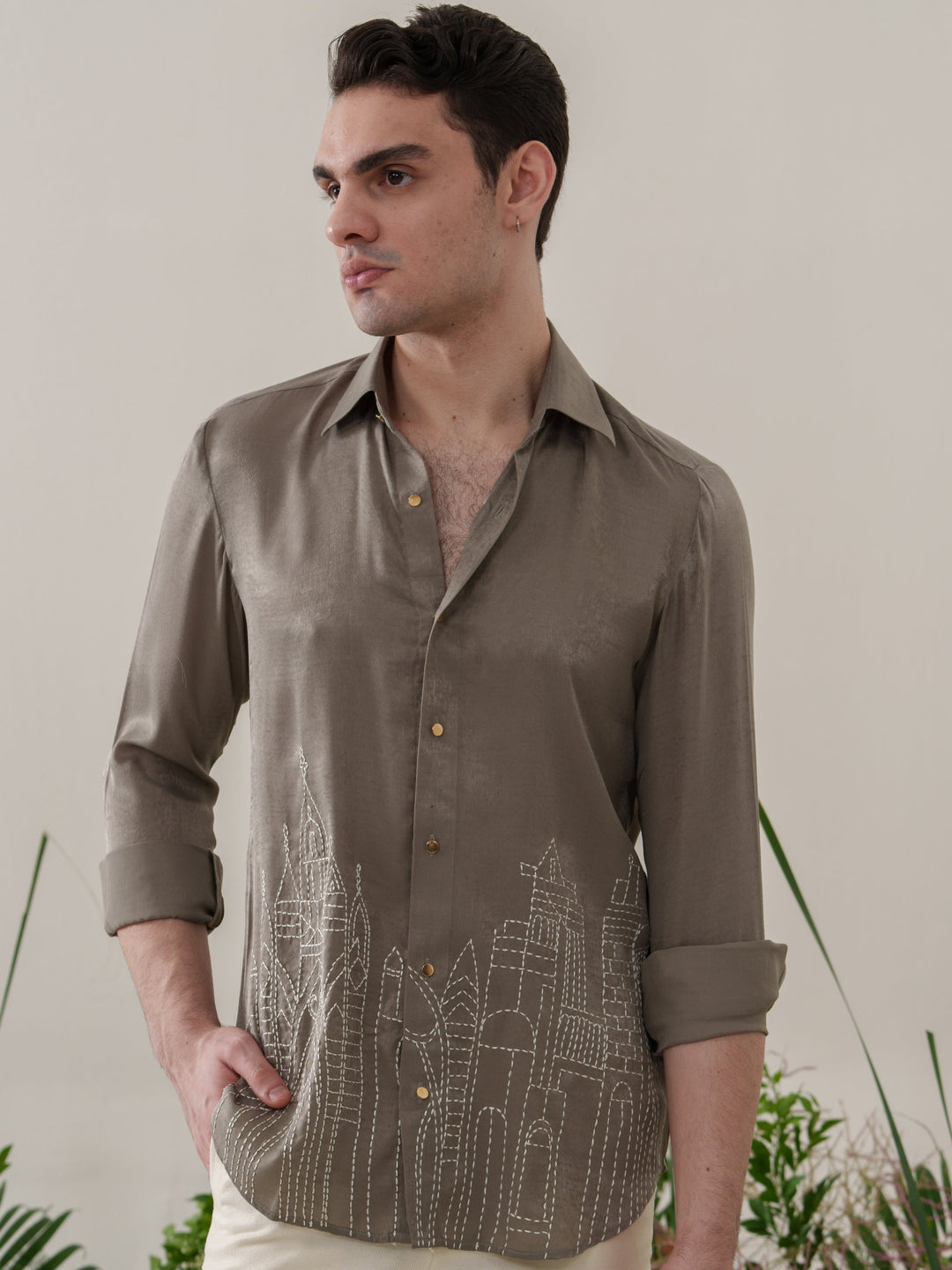 Green Embroidered Shirt