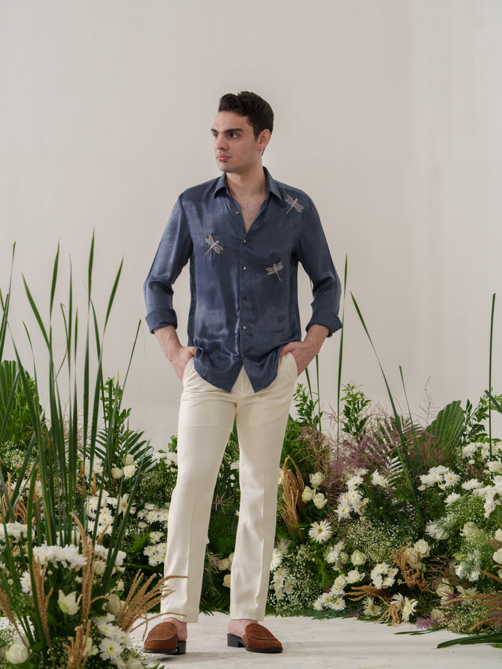Blue Embroidered Shirt