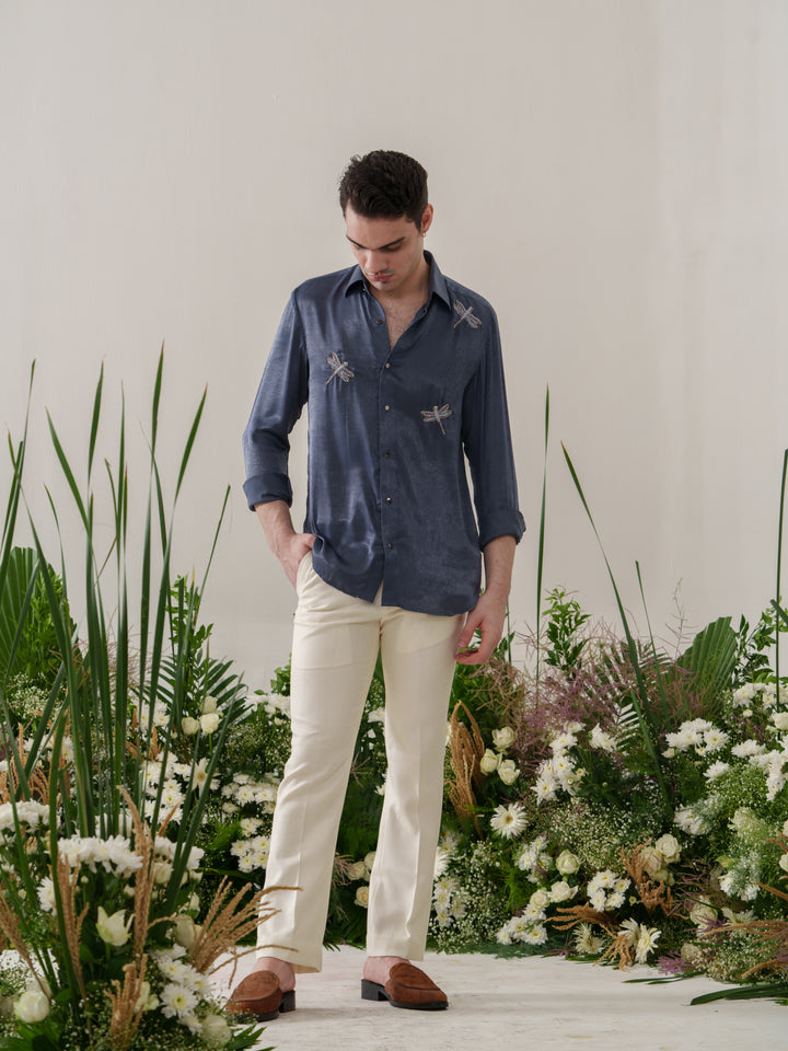 Blue Embroidered Shirt