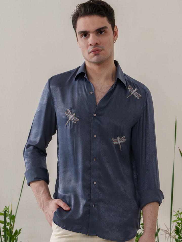 Blue Embroidered Shirt