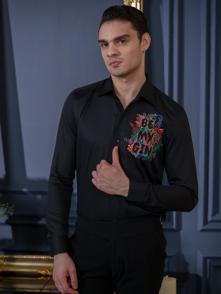 Black Embroidered Shirt