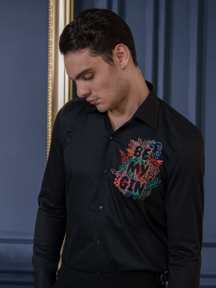 Black Embroidered Shirt