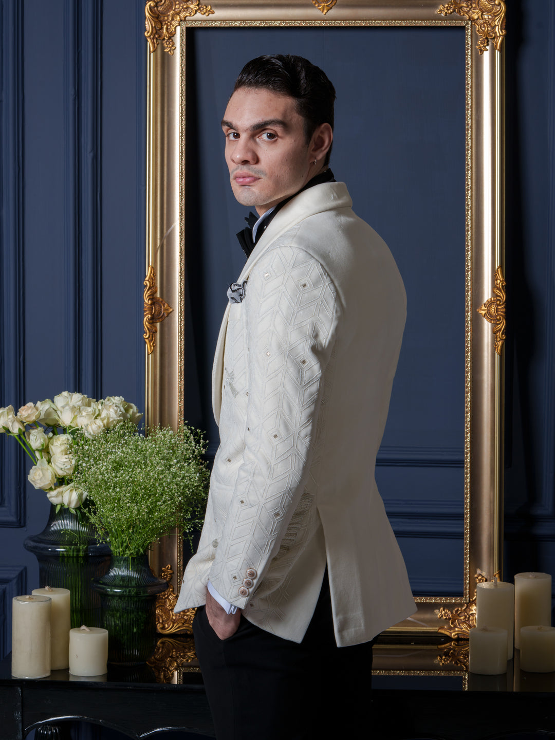 Velvet Ivory Tuxedo Set