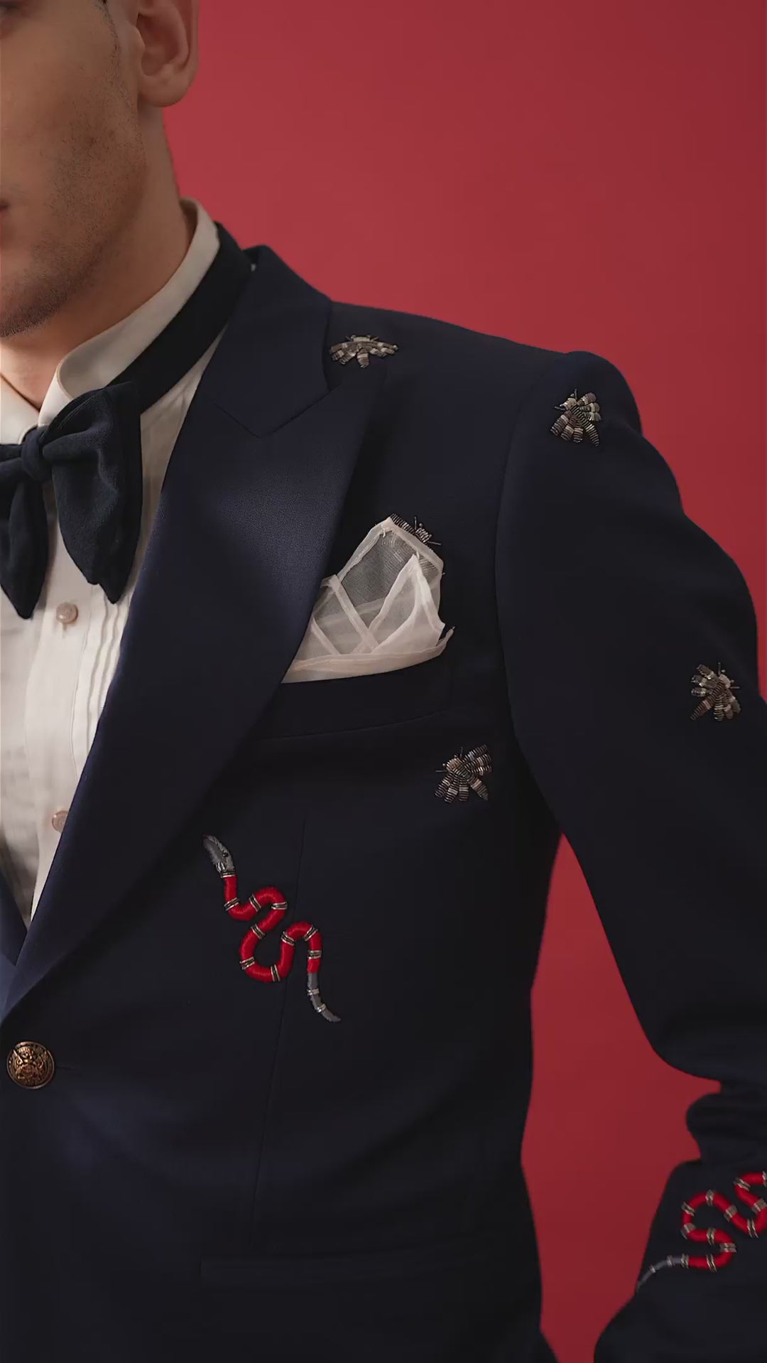 NAVY EMBROIDERED TUXEDO