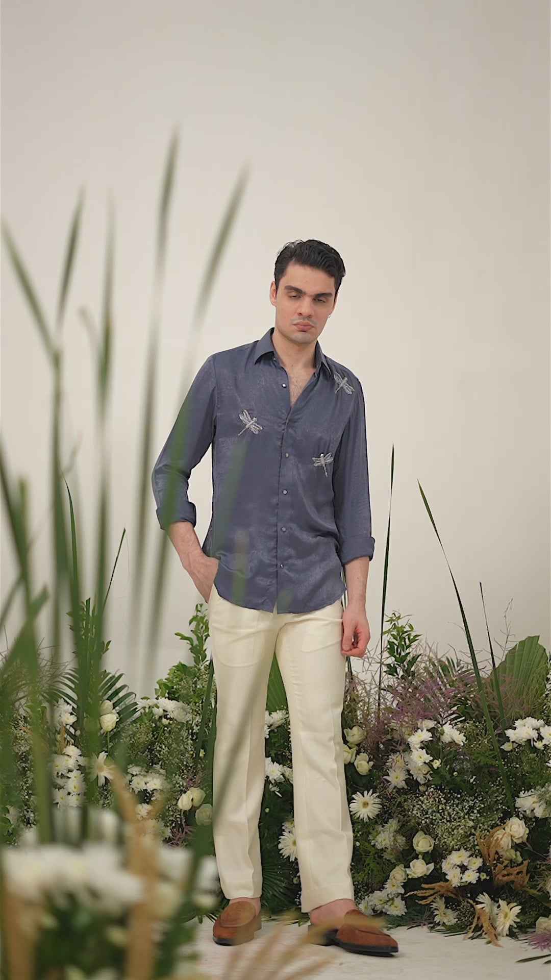 Blue Embroidered Shirt