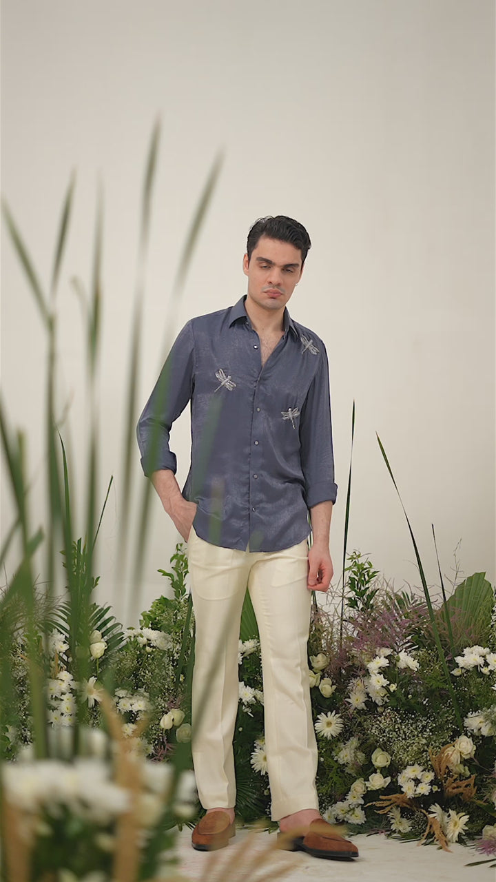 Blue Embroidered Shirt