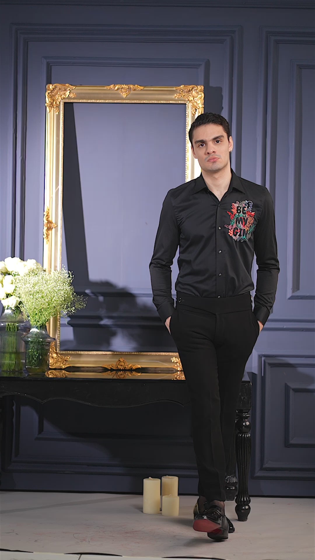 Black Embroidered Shirt