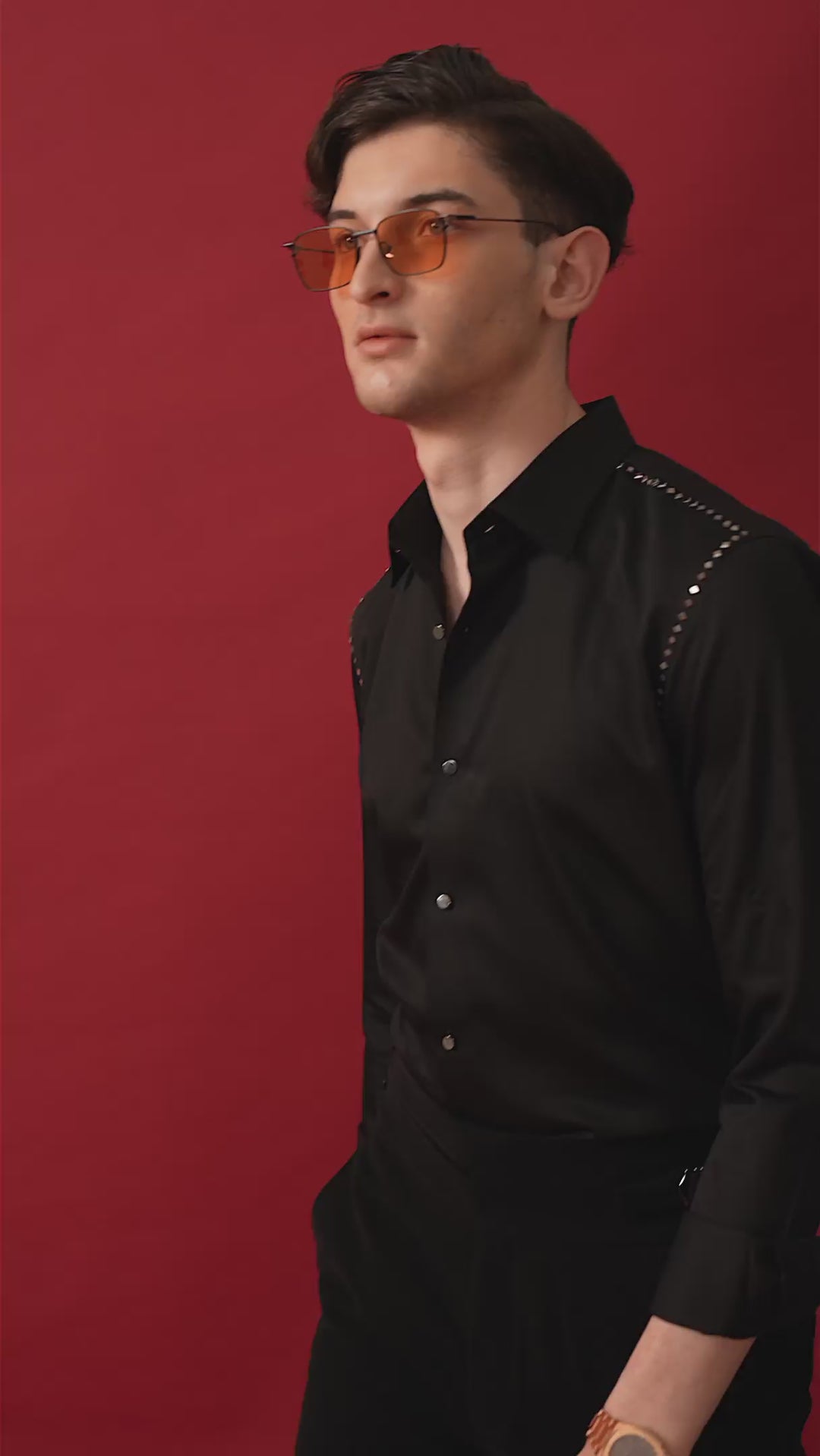 BLACK EMBELLISED SHIRT