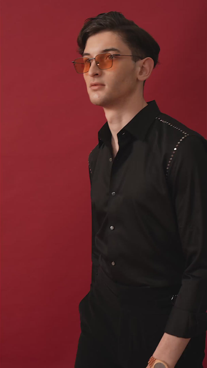 BLACK EMBELLISED SHIRT